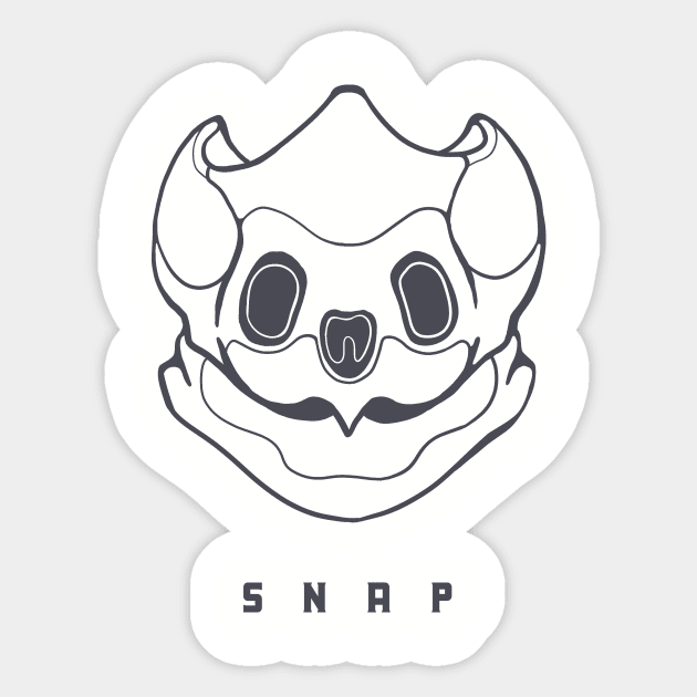 Common snapping turtle skull. Design for reptile lovers in dark line Sticker by croquis design